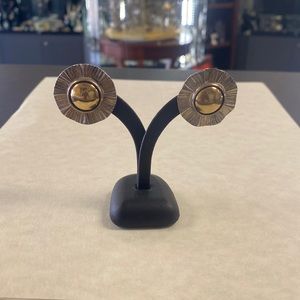 James Avery sterling silver sunburst earrings with 14k gold center